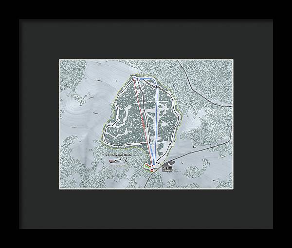 Cottonwood Butte Ski Trail Map - Framed Print - Powderaddicts
