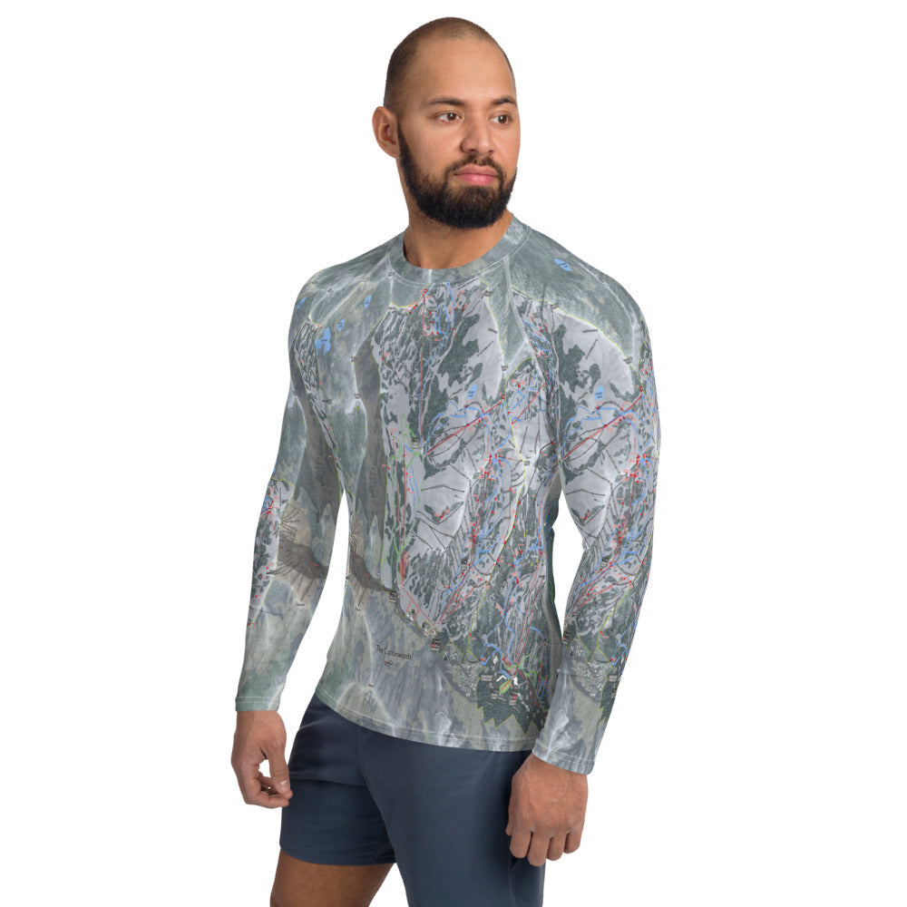 Cottonwood Canyons, Utah Ski Trail Map Men's Base Layer Top - Powderaddicts