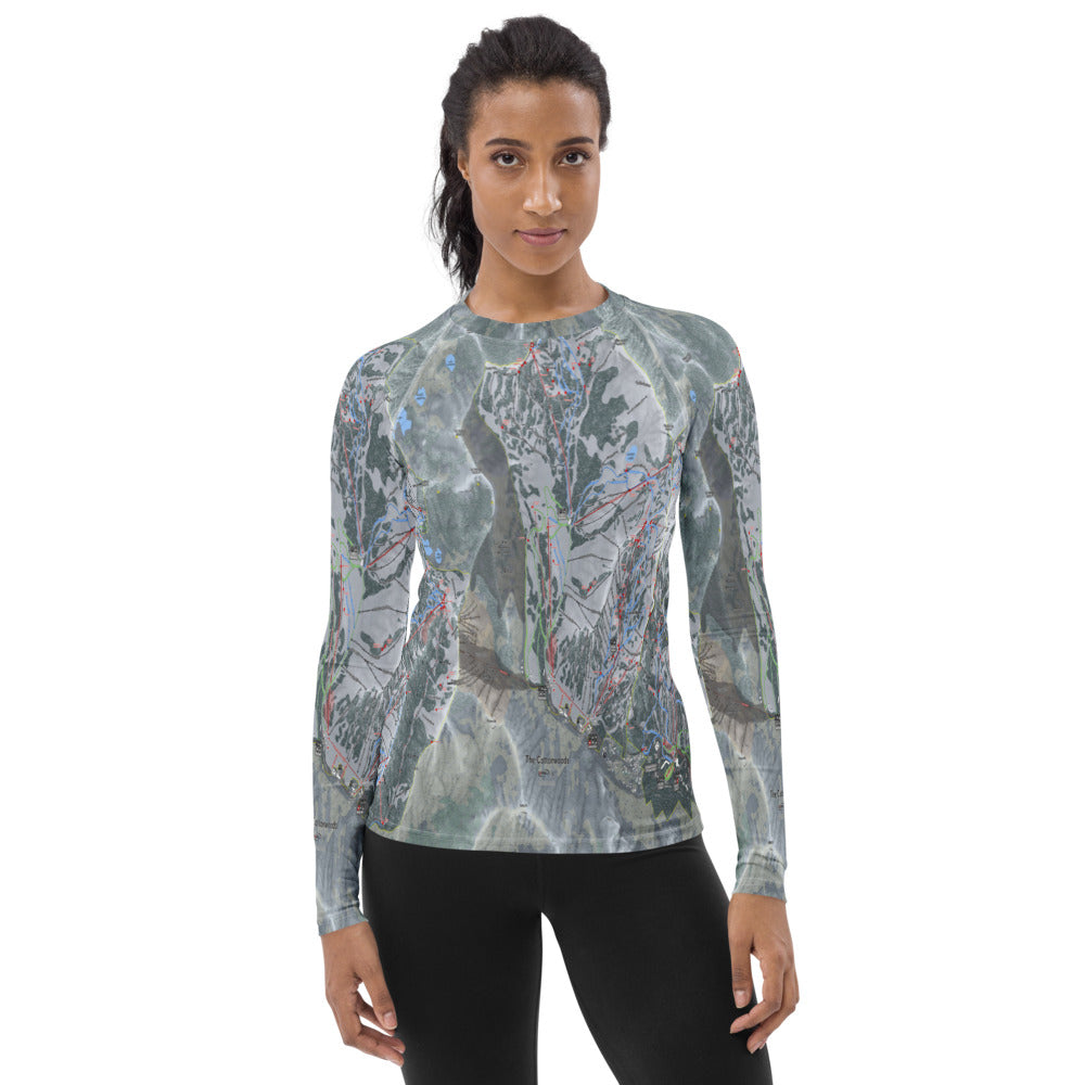 Cottonwood Canyons, Utah Ski Trail Map Women&#39;s Base Layer Top - Powderaddicts