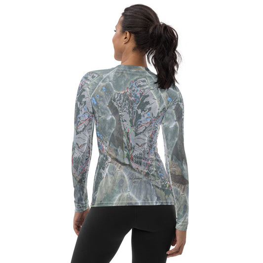 Cottonwood Canyons, Utah Ski Trail Map Women's Base Layer Top - Powderaddicts
