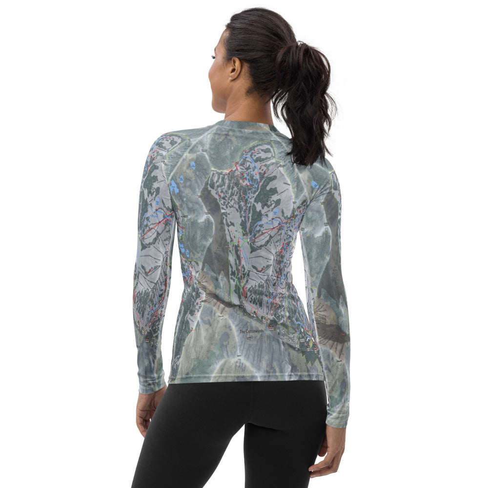 Cottonwood Canyons, Utah Ski Trail Map Women's Base Layer Top - Powderaddicts
