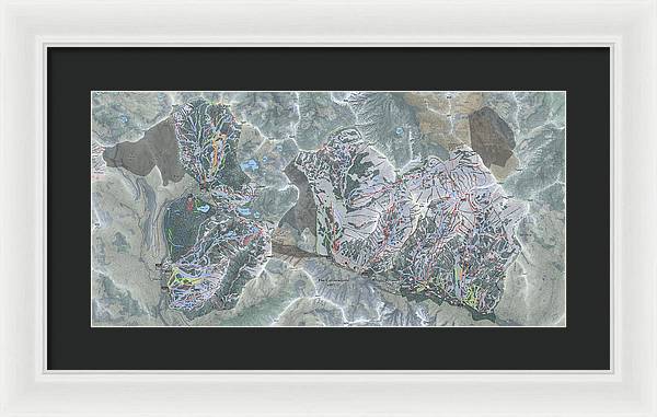 Cottonwoods Ski Trail Map  - Framed Print - Powderaddicts