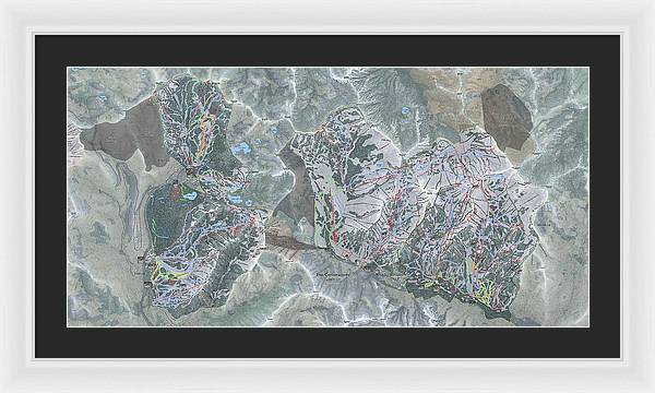 Cottonwoods Ski Trail Map  - Framed Print - Powderaddicts