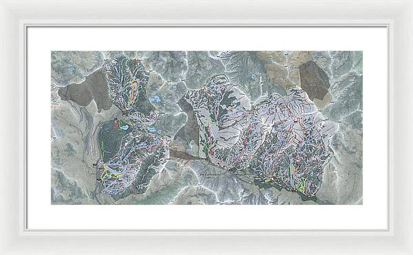 Cottonwoods Ski Trail Map  - Framed Print - Powderaddicts