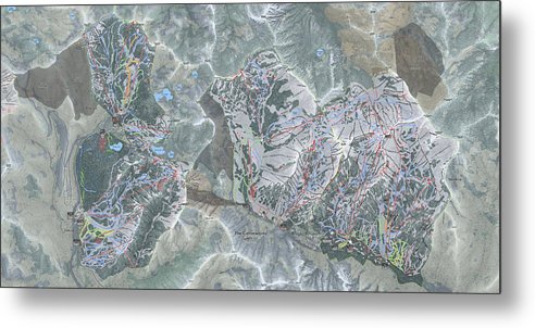 Cottonwoods Ski Trail Map  - Metal Print - Powderaddicts