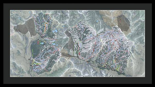 Cottonwoods Ski Trail Map  - Framed Print - Powderaddicts