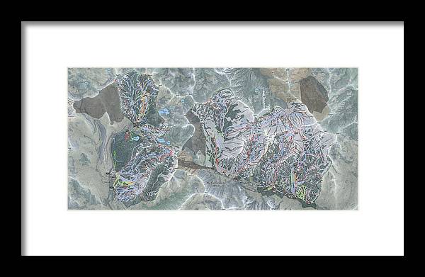 Cottonwoods Ski Trail Map  - Framed Print - Powderaddicts