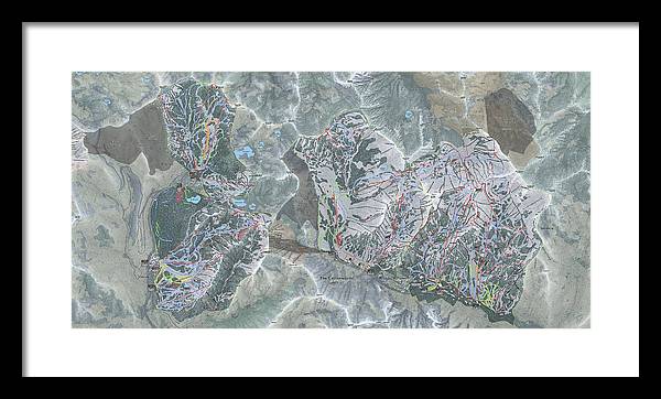 Cottonwoods Ski Trail Map  - Framed Print - Powderaddicts