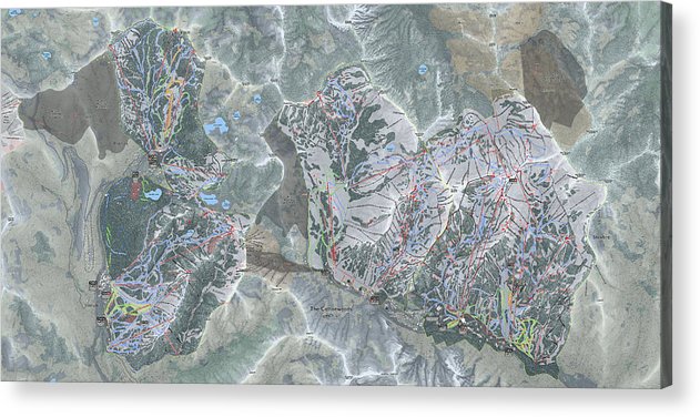Cottonwoods Ski Trail Map  - Acrylic Print - Powderaddicts