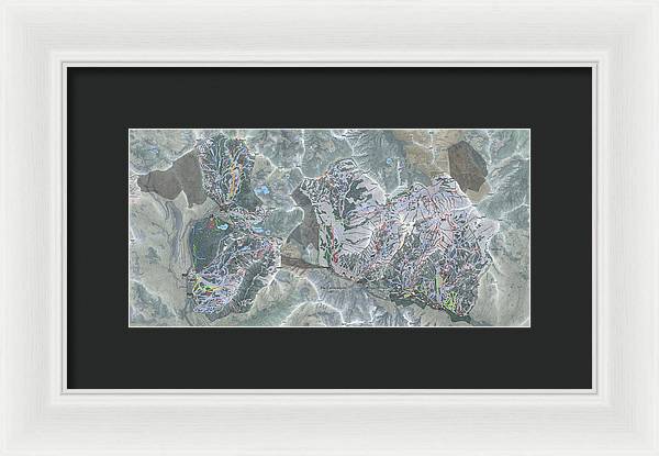 Cottonwoods Ski Trail Map  - Framed Print - Powderaddicts