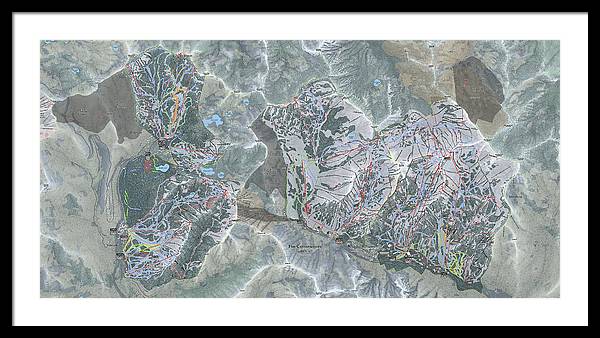 Cottonwoods Ski Trail Map  - Framed Print - Powderaddicts