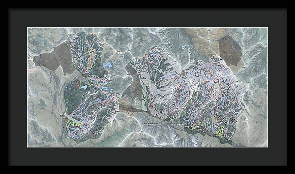 Cottonwoods Ski Trail Map  - Framed Print - Powderaddicts