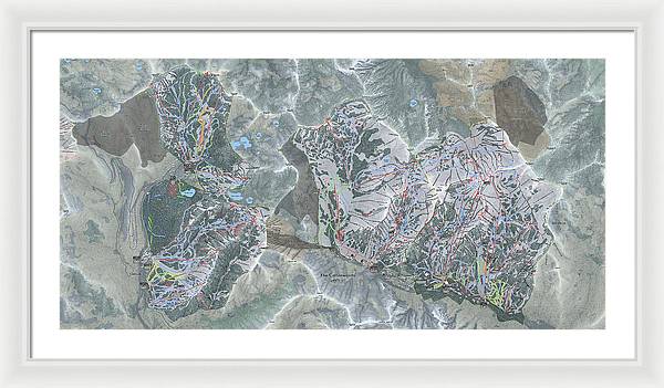 Cottonwoods Ski Trail Map  - Framed Print - Powderaddicts