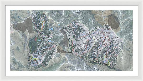 Cottonwoods Ski Trail Map  - Framed Print - Powderaddicts