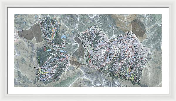Cottonwoods Ski Trail Map  - Framed Print - Powderaddicts