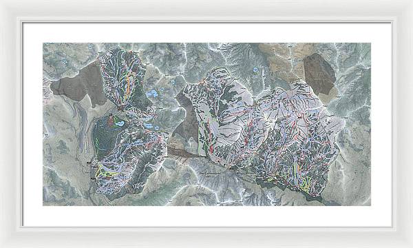 Cottonwoods Ski Trail Map  - Framed Print - Powderaddicts
