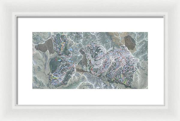 Cottonwoods Ski Trail Map  - Framed Print - Powderaddicts