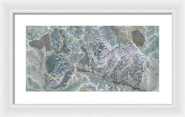Cottonwoods Ski Trail Map  - Framed Print - Powderaddicts