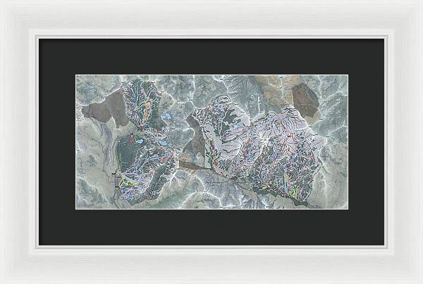 Cottonwoods Ski Trail Map  - Framed Print - Powderaddicts