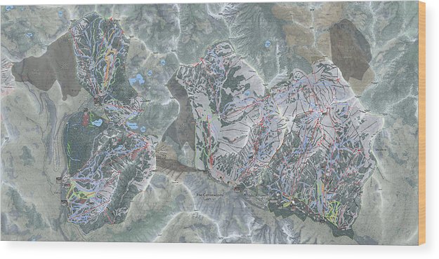 Cottonwoods Ski Trail Map  - Wood Print - Powderaddicts