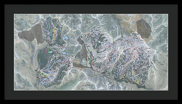 Cottonwoods Ski Trail Map  - Framed Print - Powderaddicts