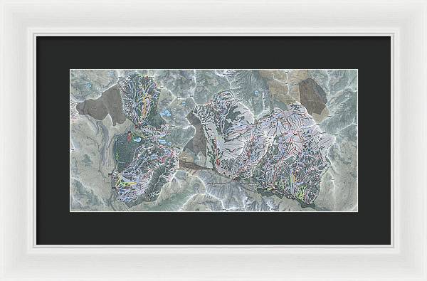 Cottonwoods Ski Trail Map  - Framed Print - Powderaddicts