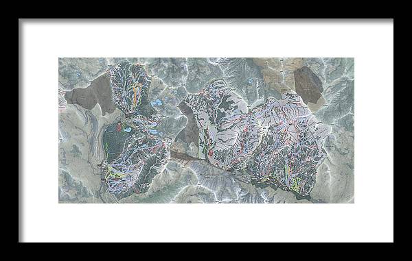 Cottonwoods Ski Trail Map  - Framed Print - Powderaddicts