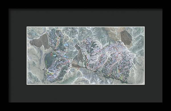 Cottonwoods Ski Trail Map  - Framed Print - Powderaddicts