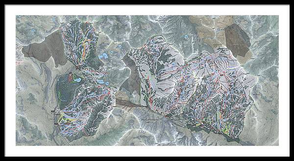 Cottonwoods Ski Trail Map  - Framed Print - Powderaddicts