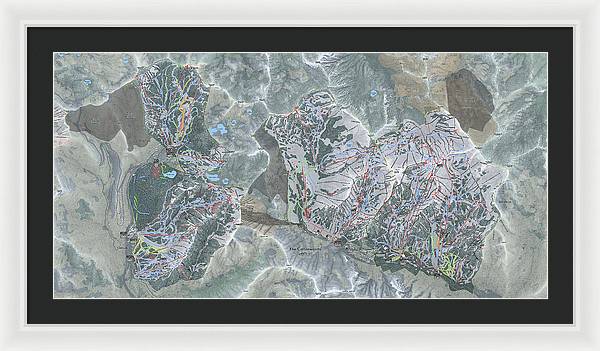 Cottonwoods Ski Trail Map  - Framed Print - Powderaddicts