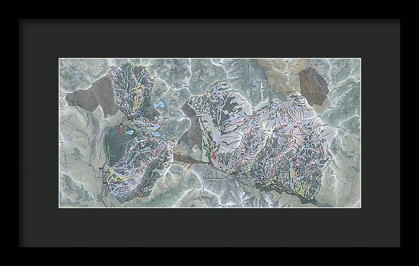 Cottonwoods Ski Trail Map  - Framed Print - Powderaddicts