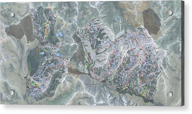 Cottonwoods Ski Trail Map  - Acrylic Print - Powderaddicts