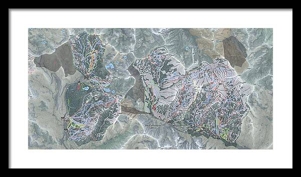 Cottonwoods Ski Trail Map  - Framed Print - Powderaddicts