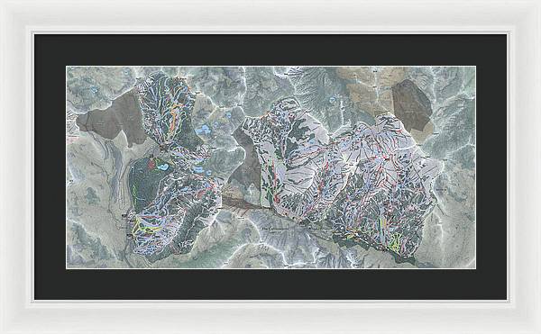 Cottonwoods Ski Trail Map  - Framed Print - Powderaddicts