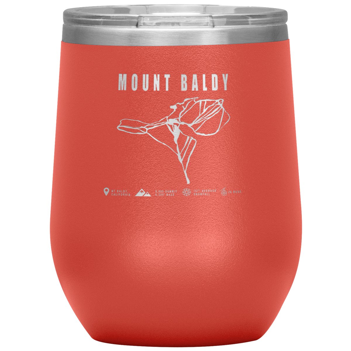 Mount Baldy, California Ski Trail Map Wine 12oz Tumbler - Powderaddicts