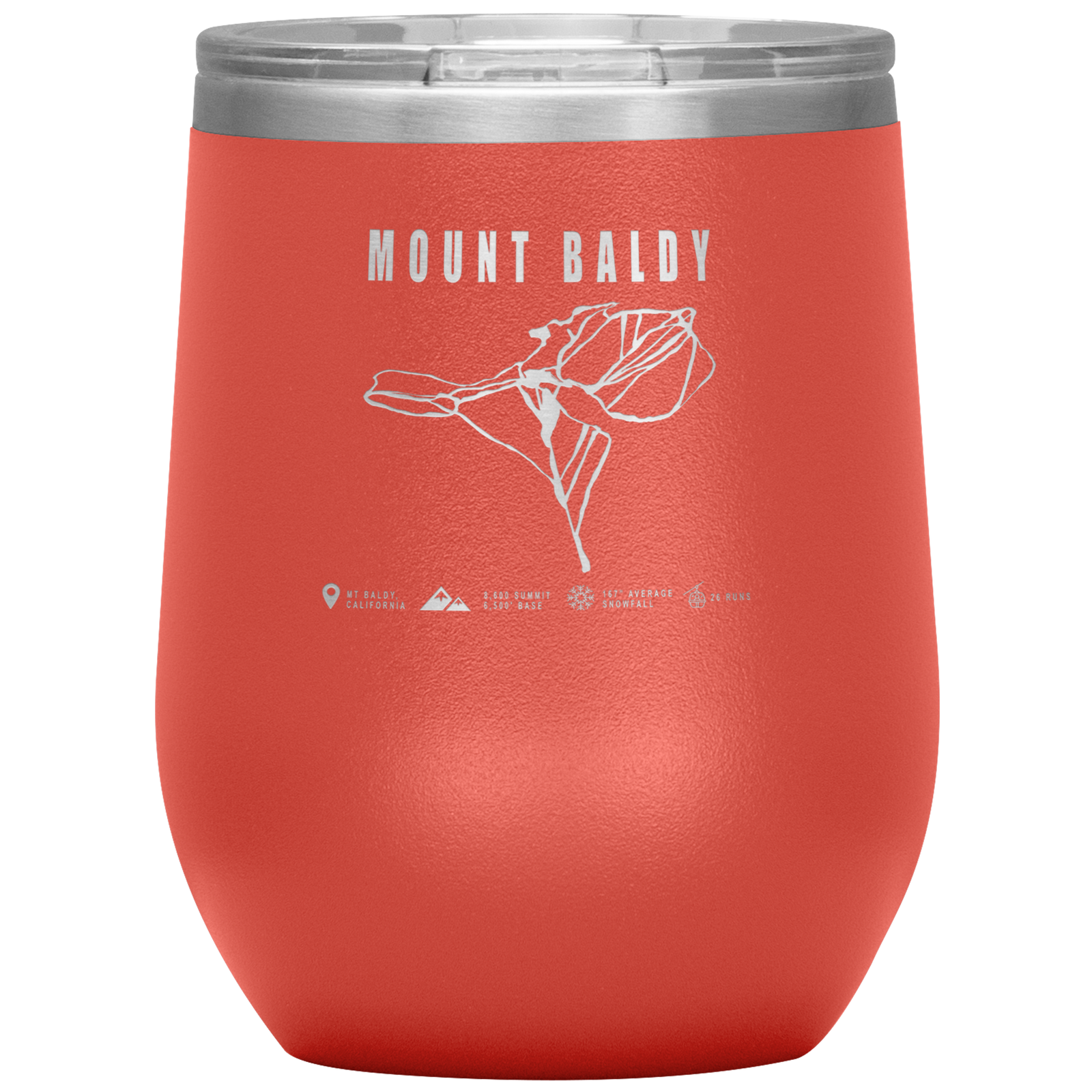 Mount Baldy, California Ski Trail Map Wine 12oz Tumbler - Powderaddicts