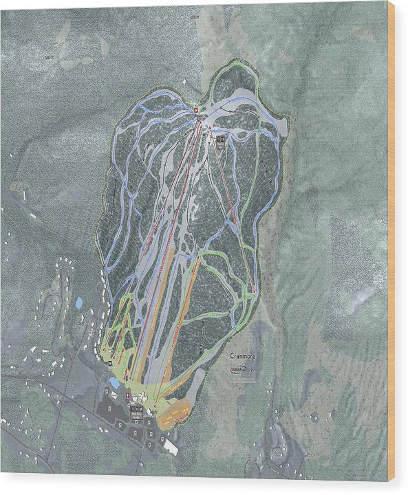 Cranmore Mountain Ski Trail Map - Wood Print - Powderaddicts