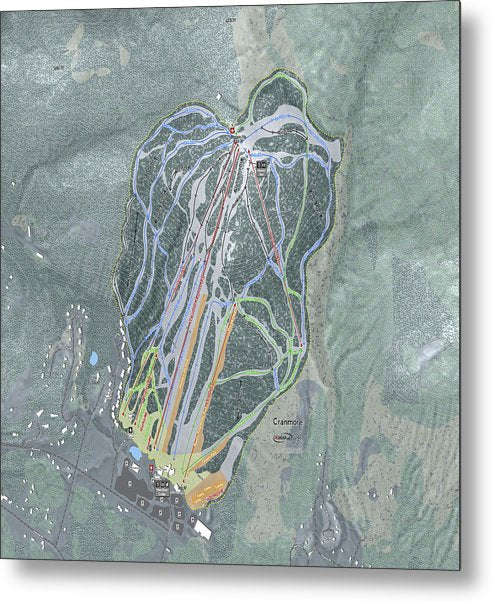 Cranmore Mountain Ski Trail Map - Metal Print - Powderaddicts