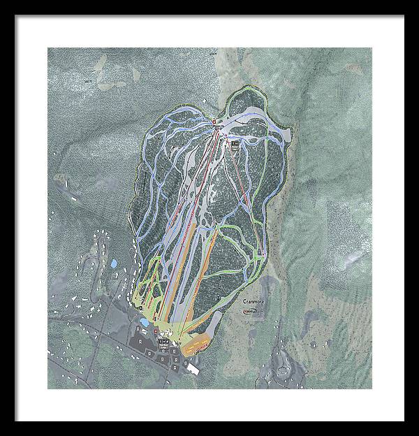 Cranmore Mountain Ski Trail Map - Framed Print - Powderaddicts