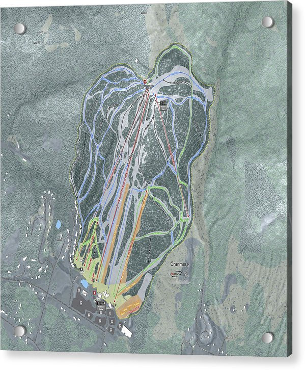 Cranmore Mountain Ski Trail Map - Acrylic Print - Powderaddicts