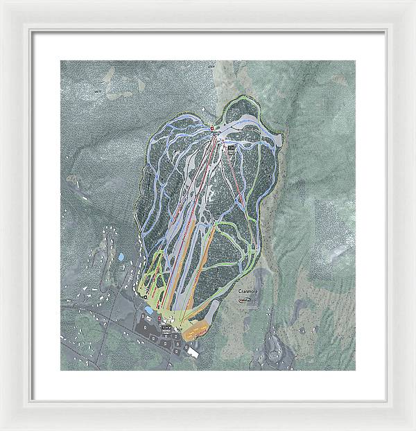Cranmore Mountain Ski Trail Map - Framed Print - Powderaddicts