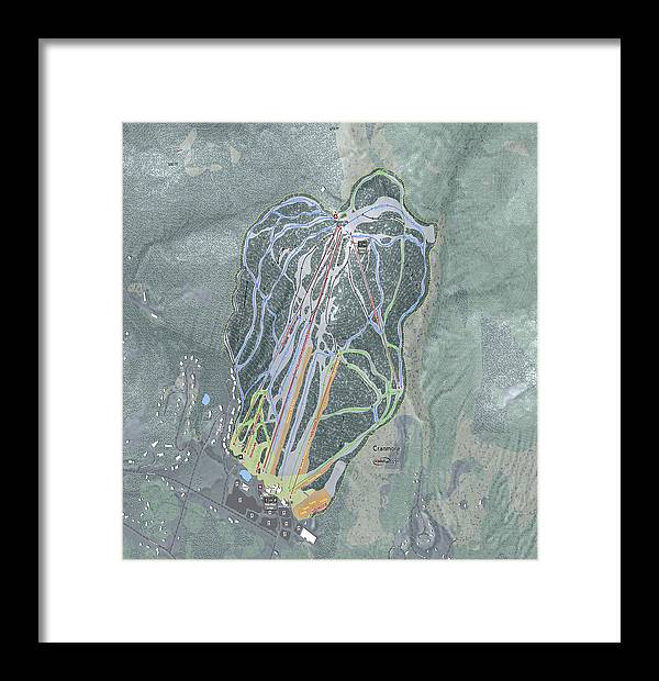 Cranmore Mountain Ski Trail Map - Framed Print - Powderaddicts
