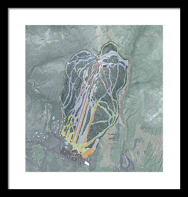 Cranmore Mountain Ski Trail Map - Framed Print - Powderaddicts