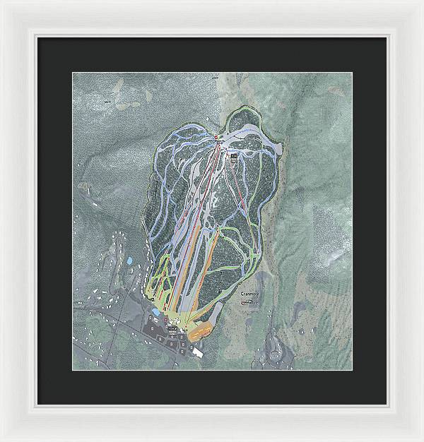 Cranmore Mountain Ski Trail Map - Framed Print - Powderaddicts