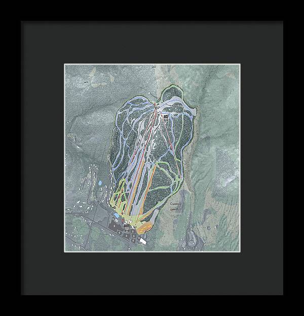 Cranmore Mountain Ski Trail Map - Framed Print - Powderaddicts