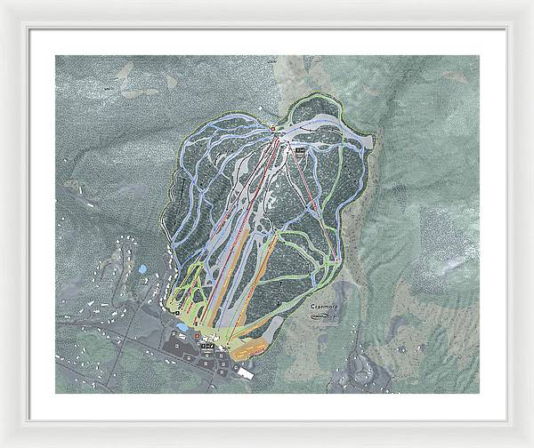 Cranmore Mountain Ski Trail Map - Framed Print