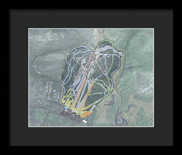Cranmore Mountain Ski Trail Map - Framed Print