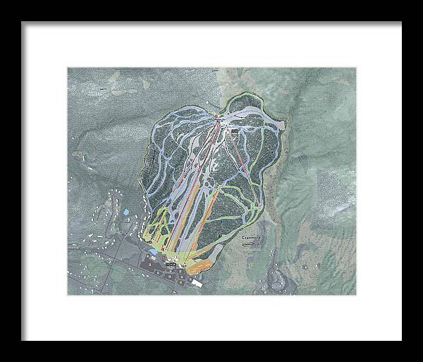 Cranmore Mountain Ski Trail Map - Framed Print