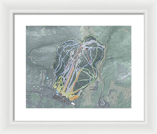 Cranmore Mountain Ski Trail Map - Framed Print
