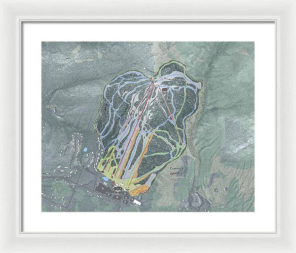 Cranmore Mountain Ski Trail Map - Framed Print